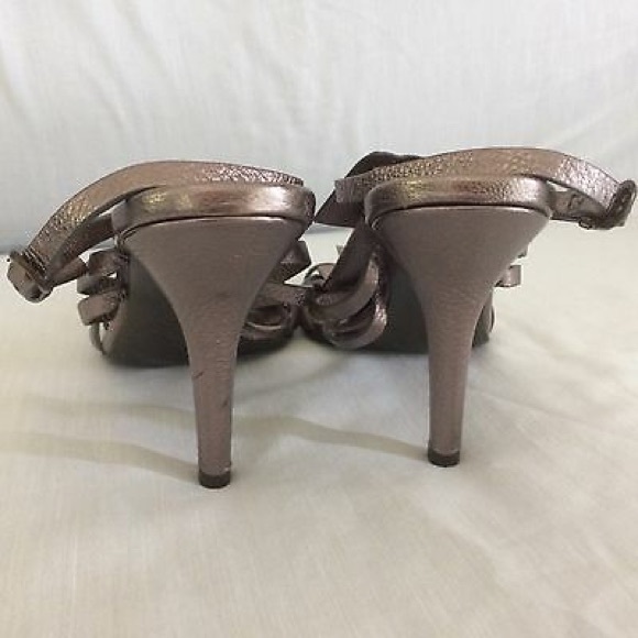 Nanette Lenore Heels Sandals Purple Leather Ruffle - Picture 4 of 8